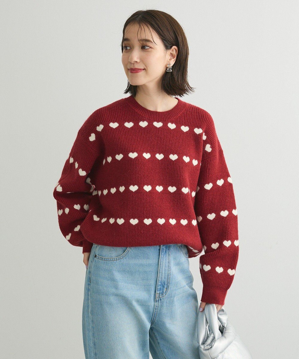 Green Parks ・ｓｗｉｎｇ　ｂｙ　ハートクルーネックニット 