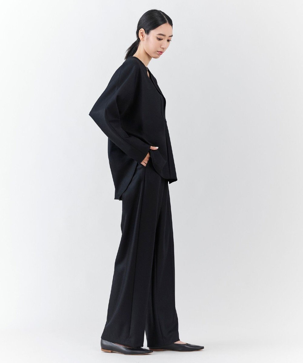 23区 【エステータ】ウールツイルジャージー スリットネック ブラウス 