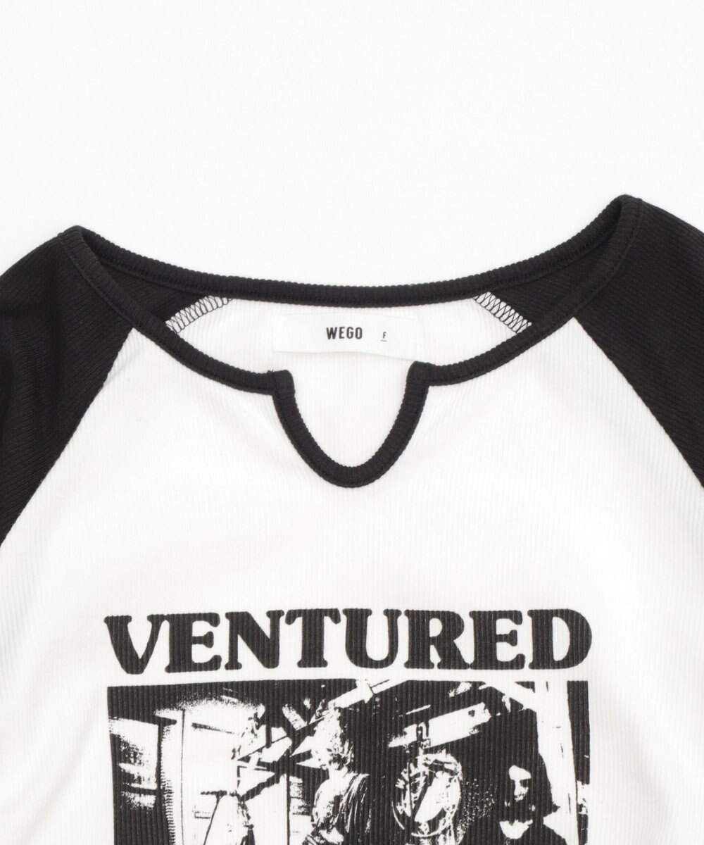 WEGO キーネックサイドドロストラグランロンT 