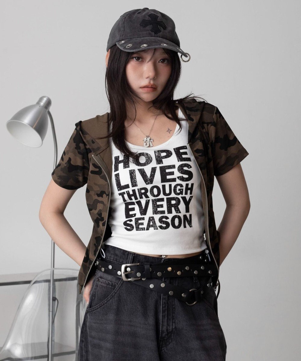 WEGO 半袖ドロストWジップパーカー 