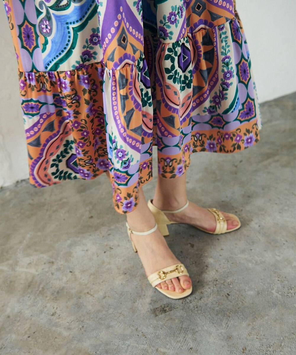 GRACE CONTINENTAL パネルプリントティアードワンピース 