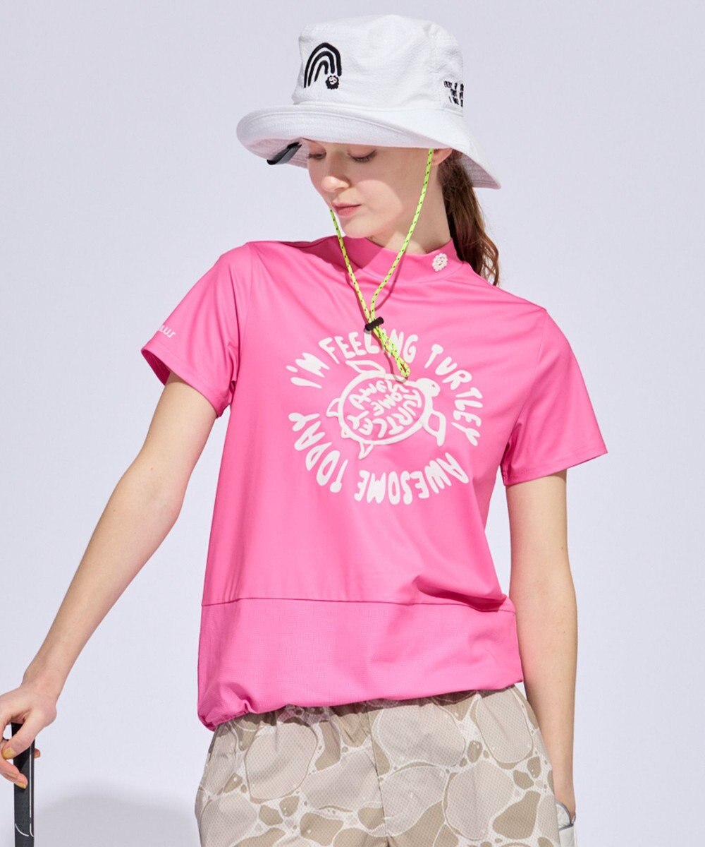 PW CIRCULUS 【WOMEN】SEA TURTLE メッシュコンビモックネックT ゴルフウェア レディース 