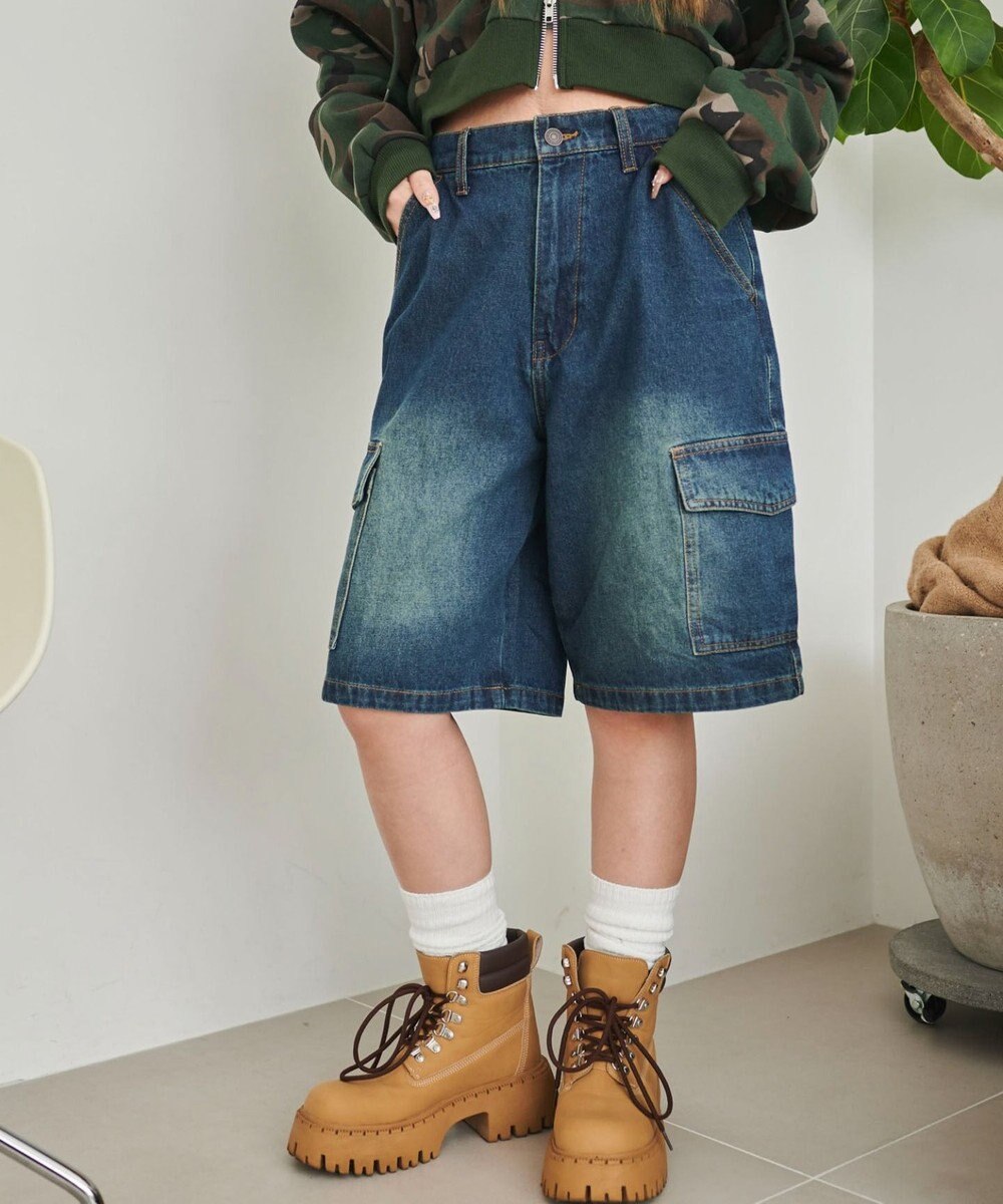 WEGO ヴィンテージウォッシュカーゴハーフパンツ 