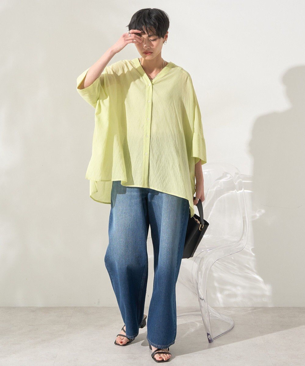 AMERICAN HOLIC 【接触冷感】Ｖネックシアー半袖ＢＩＧシャツ 