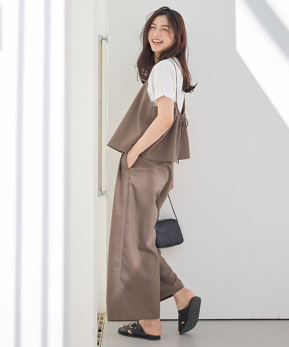 ANY 【2SET/洗濯機可】テックリネンキャミソール×パンツセットアップ 