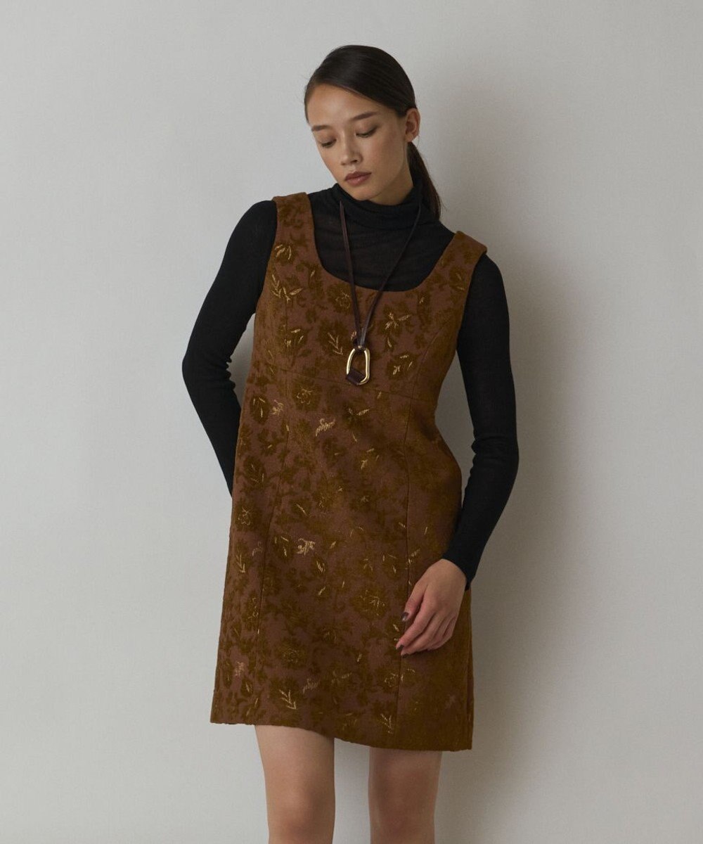 GRACE CONTINENTAL サラサジャガードミニワンピース 