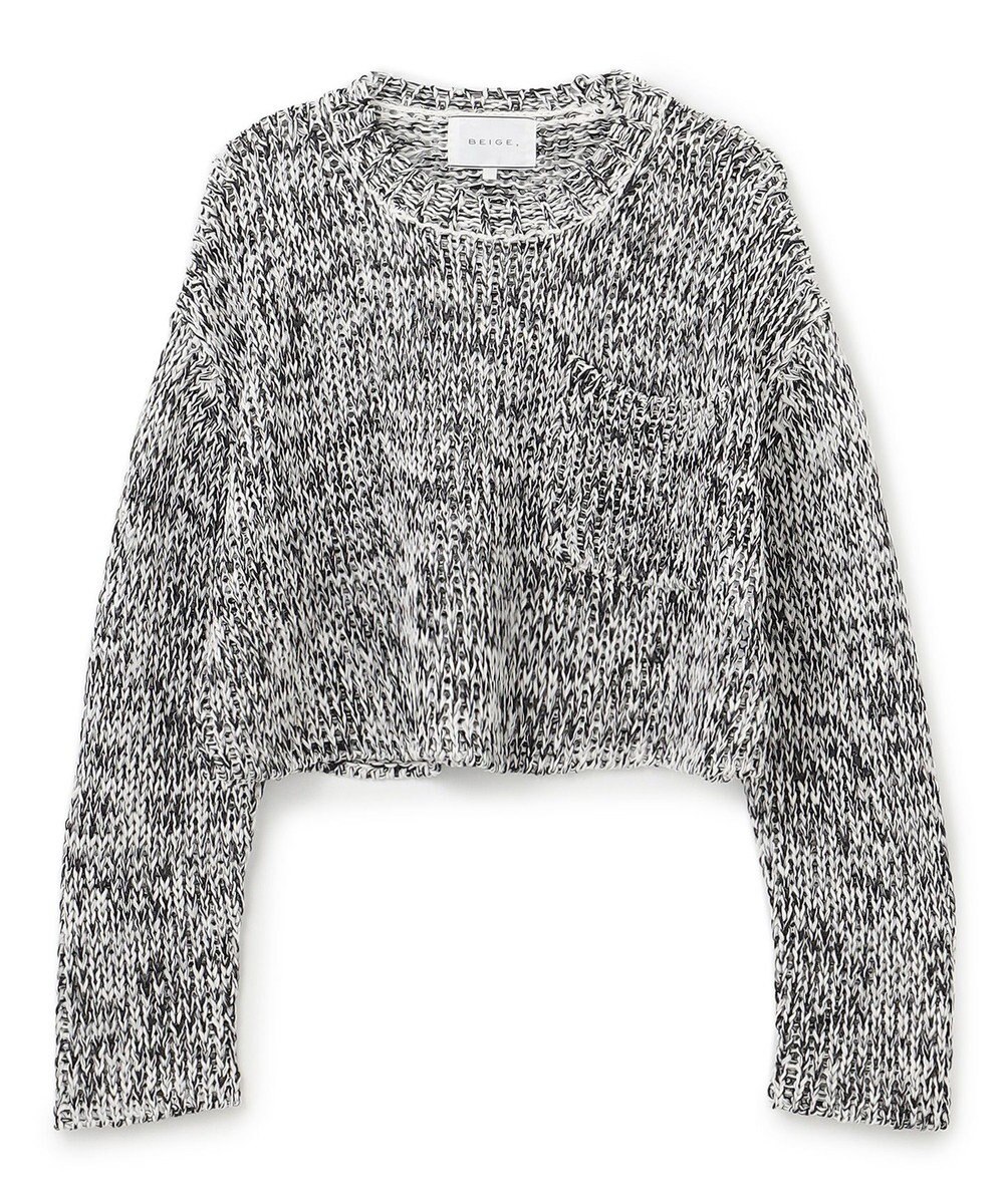 BEIGE， 【洗える・STORY 6月号掲載】THYME / クルーネックコットンメッシュニット 