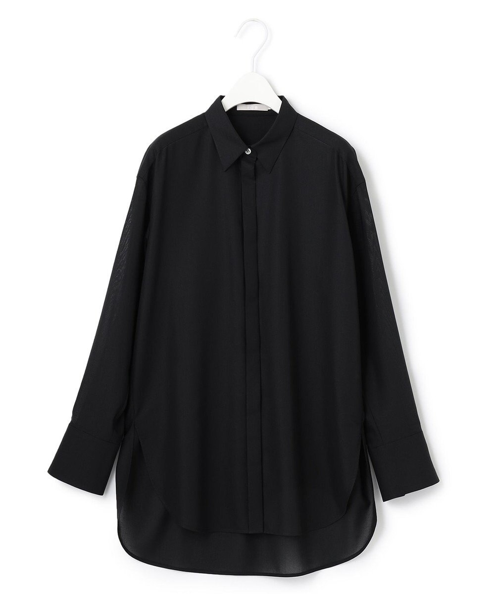 ICB 【洗える】トリアセコットンシアー ロングシャツ 