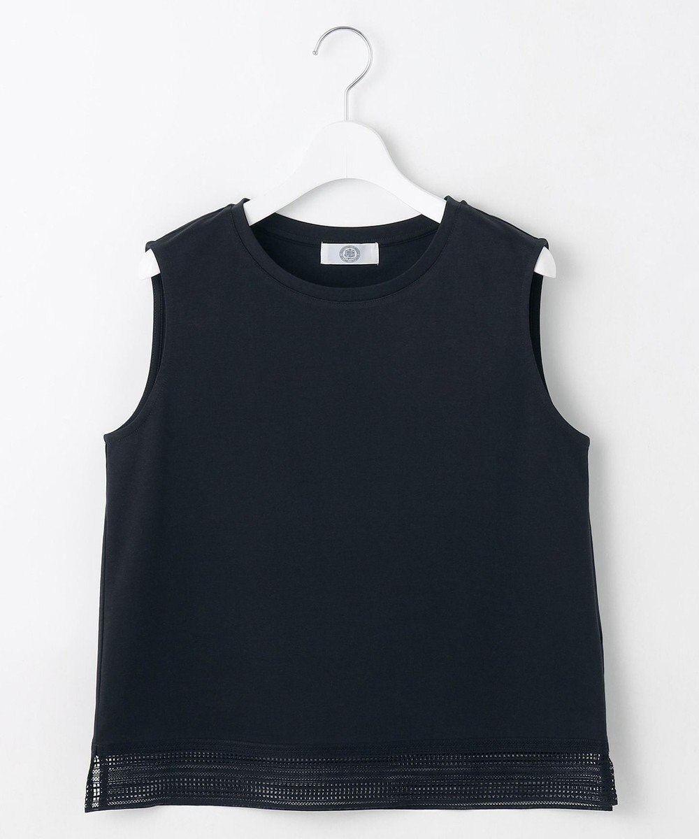 J.PRESS LADIES L 【人気のため追加・洗える】ノースリーブスムースジャージー レース カットソー 