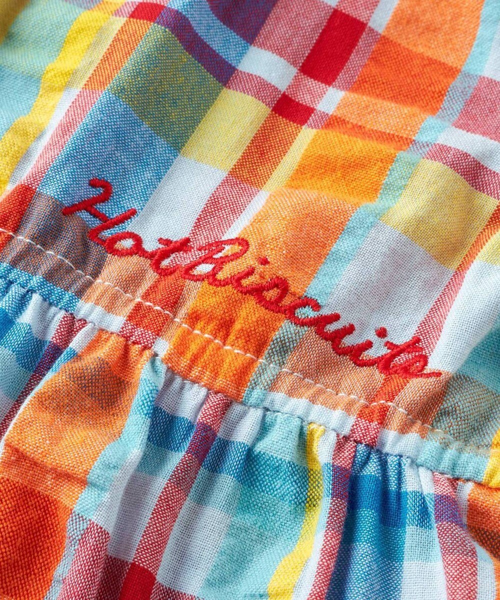 MIKI HOUSE HOT BISCUITS 【80-120cm】 チェック柄 フレンチスリーブ ワンピース 