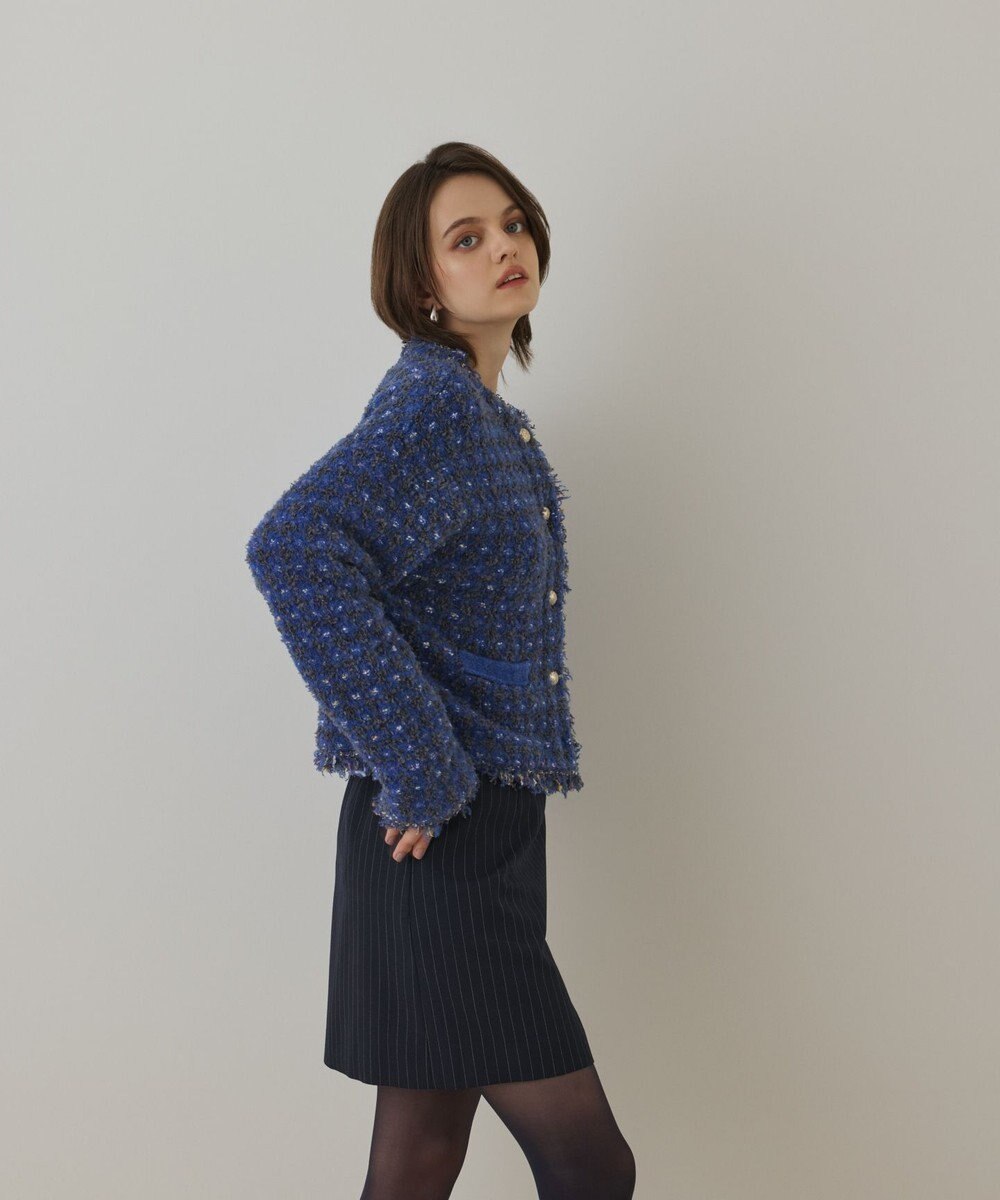 GRACE CONTINENTAL ツイードニットショートカーディガン 