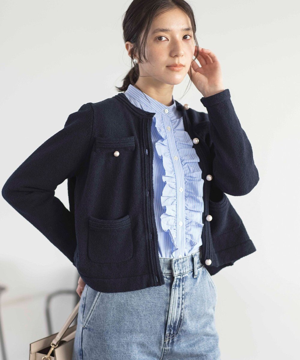 組曲 ミニブークレーツイードニットジャケット 