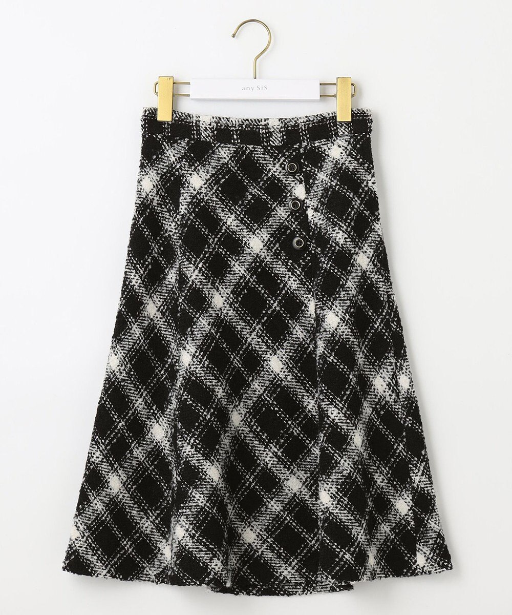 ANY SIS S 【低身長企画】ツイードチェックフレア スカート 