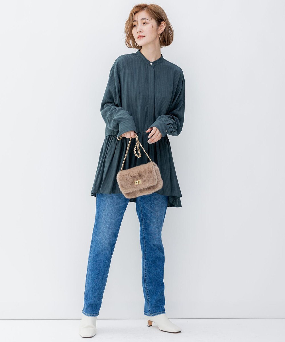 23区 L 【洗える】ドレープドビークロス チュニック ブラウス 