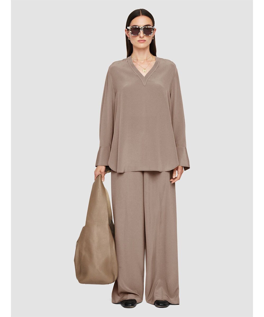 JOSEPH 【洗える】クレープ ド ソワ　Vネックブラウス 