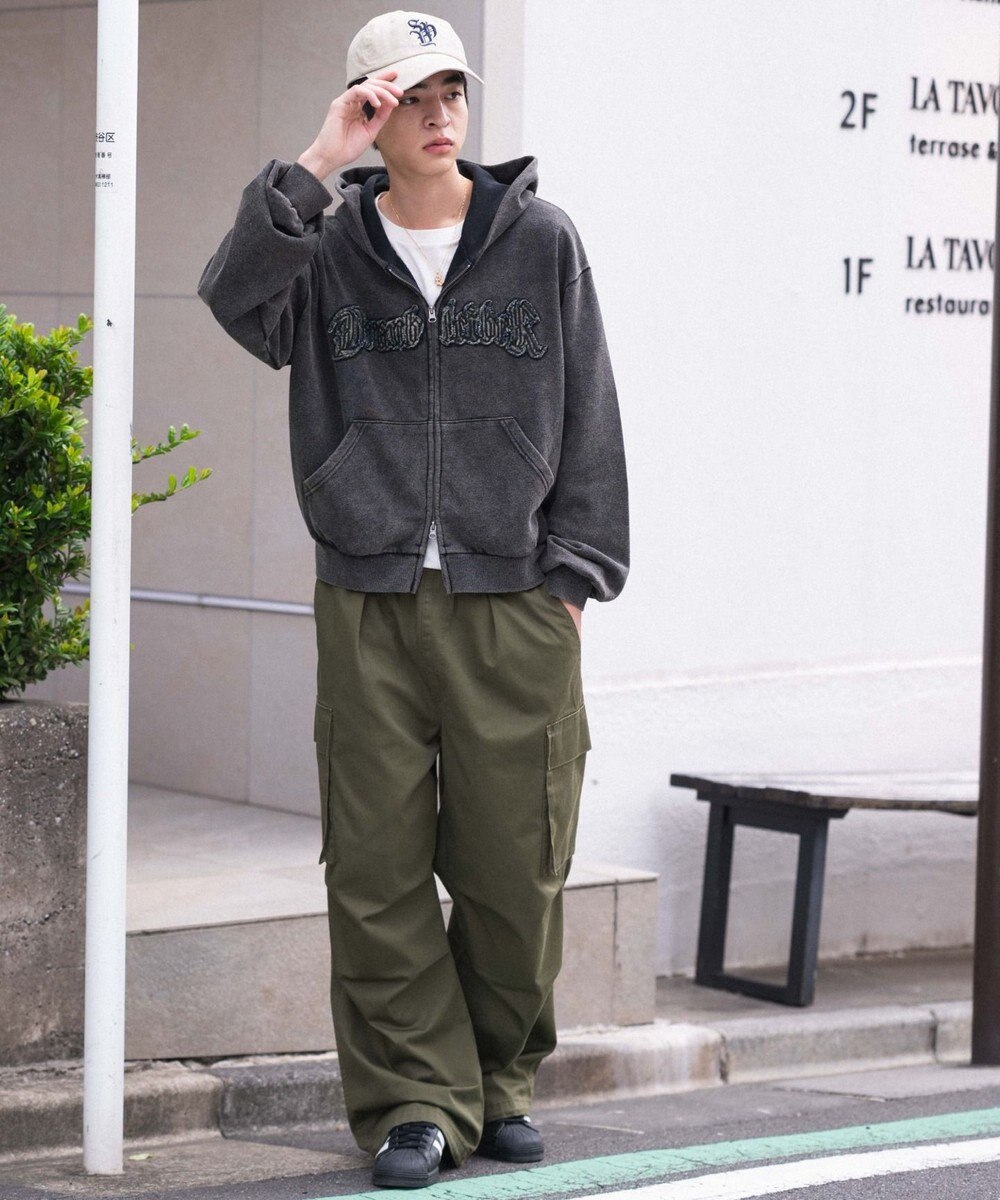 WEGO 【ユニセックス着用ITEM/MLサイズ展開】ショートグラフィックZIPパーカー 