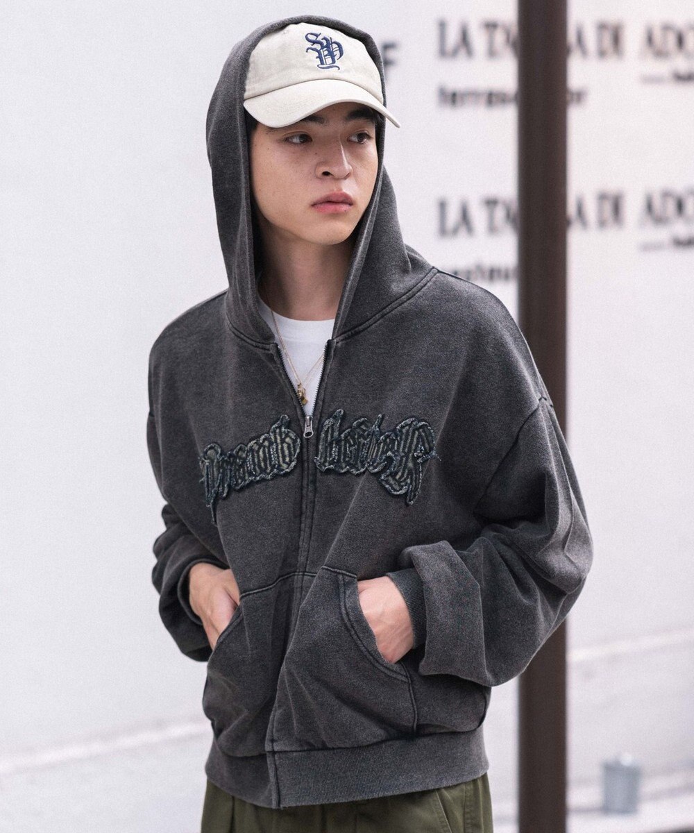 WEGO 【ユニセックス着用ITEM/MLサイズ展開】ショートグラフィックZIPパーカー 