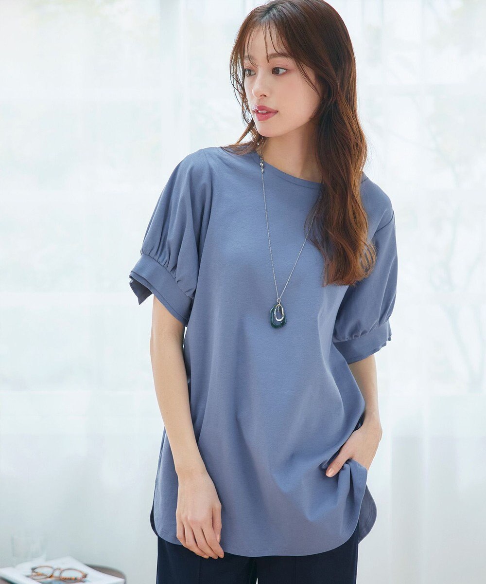 Tiaclasse 【UVケア・接触冷感】“あまラク” ボリュームパフスリーブカットソーチュニック 