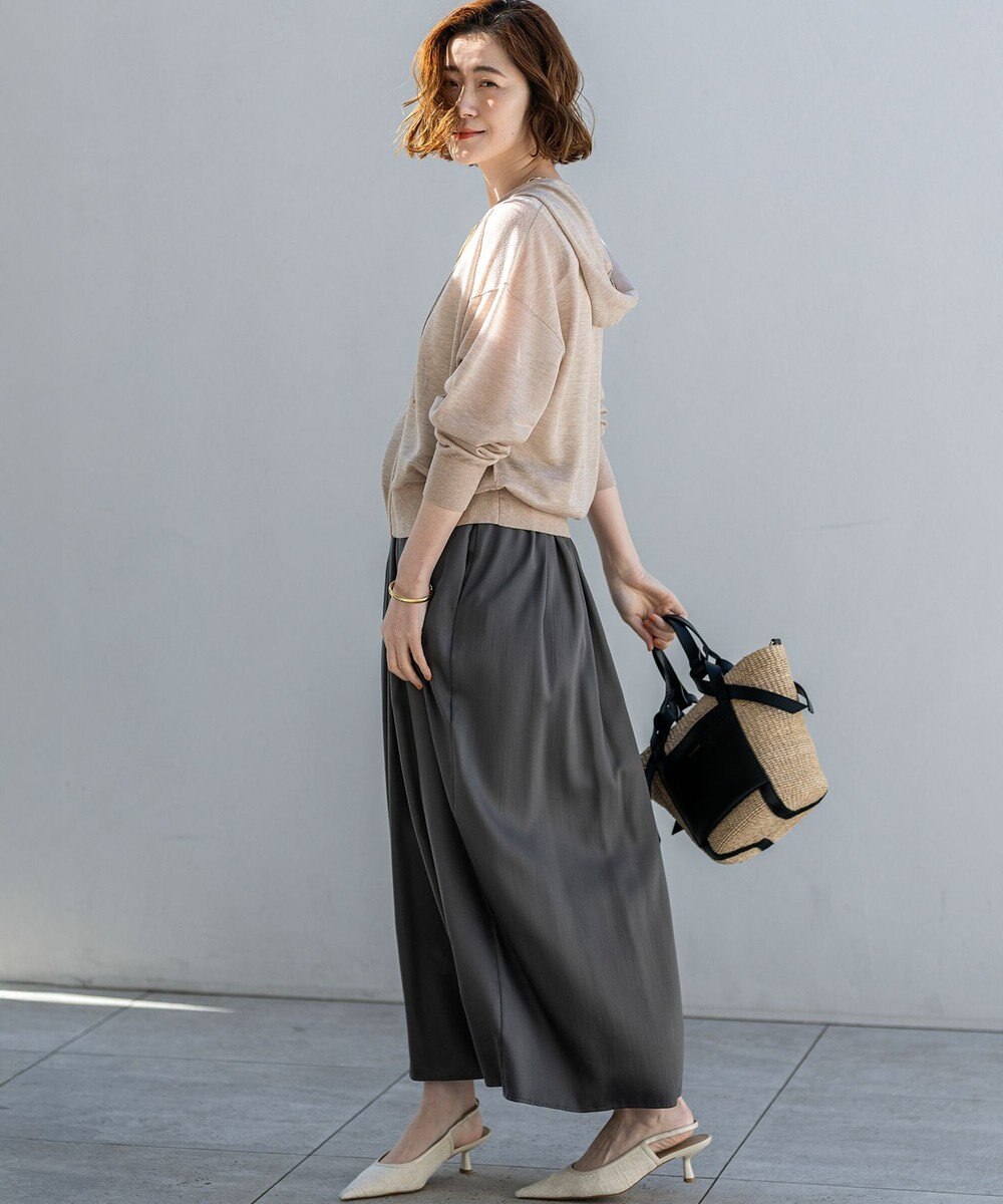 23区 シャイニーシアーニット ジップアップ パーカー 