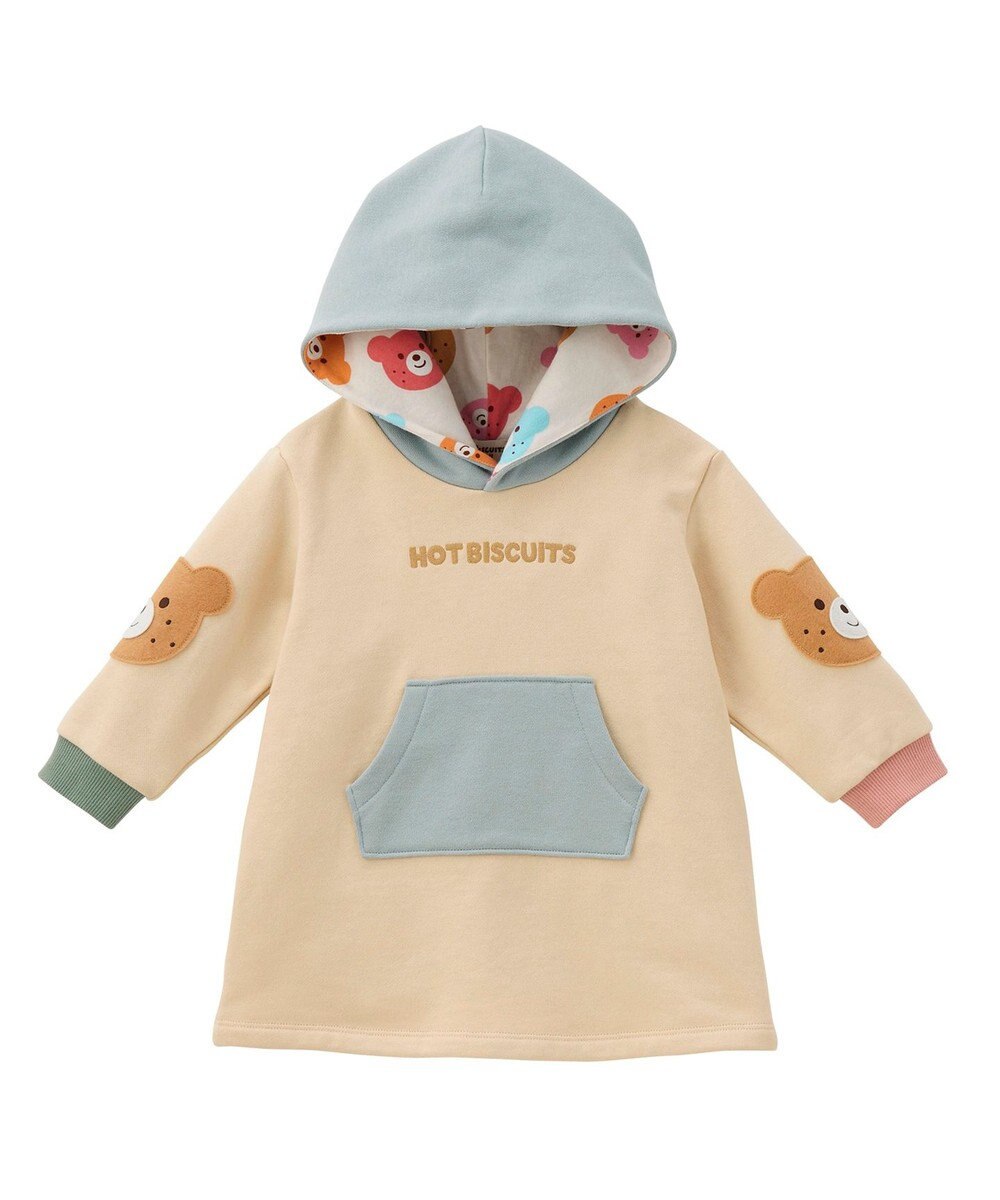 MIKI HOUSE HOT BISCUITS 【80-120cm】【NEW Color Series】裏毛パイル素材 パステルカラー フーディワンピース 