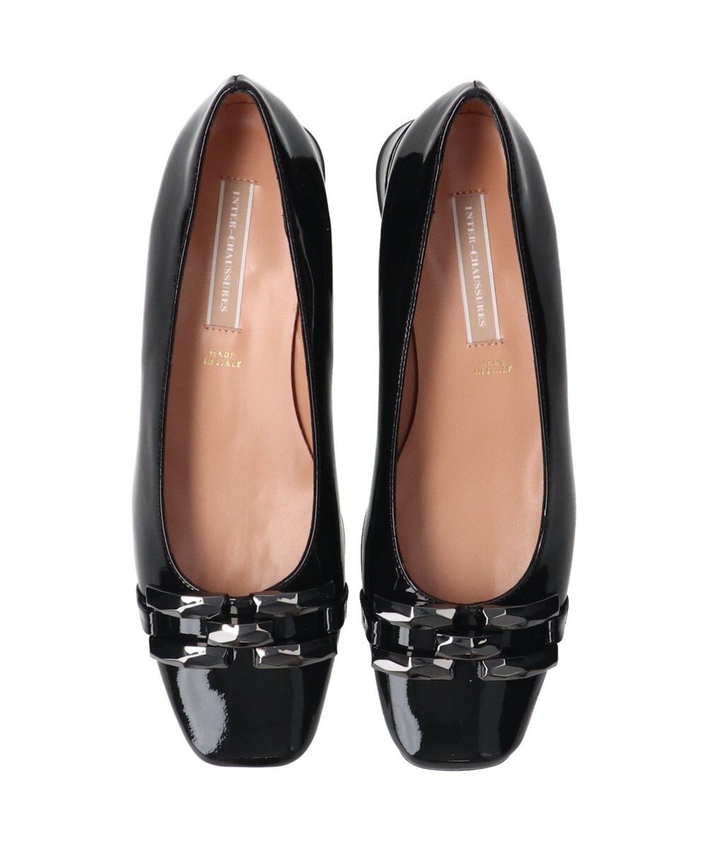 INTER-CHAUSSURES 【INTER-CHAUSSURES】スクエアトウローヒールバックルパンプス 
