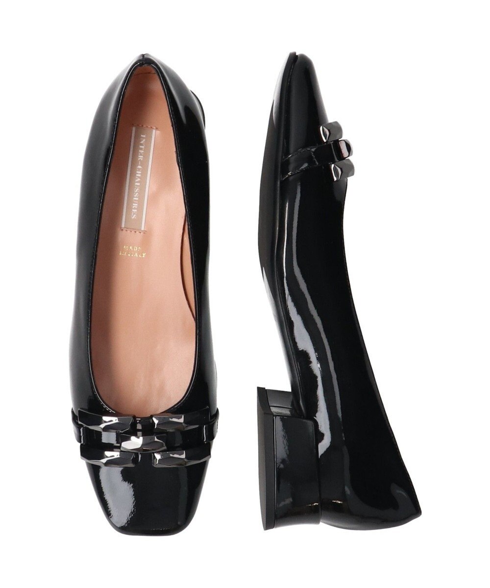 INTER-CHAUSSURES 【INTER-CHAUSSURES】スクエアトウローヒールバックルパンプス 
