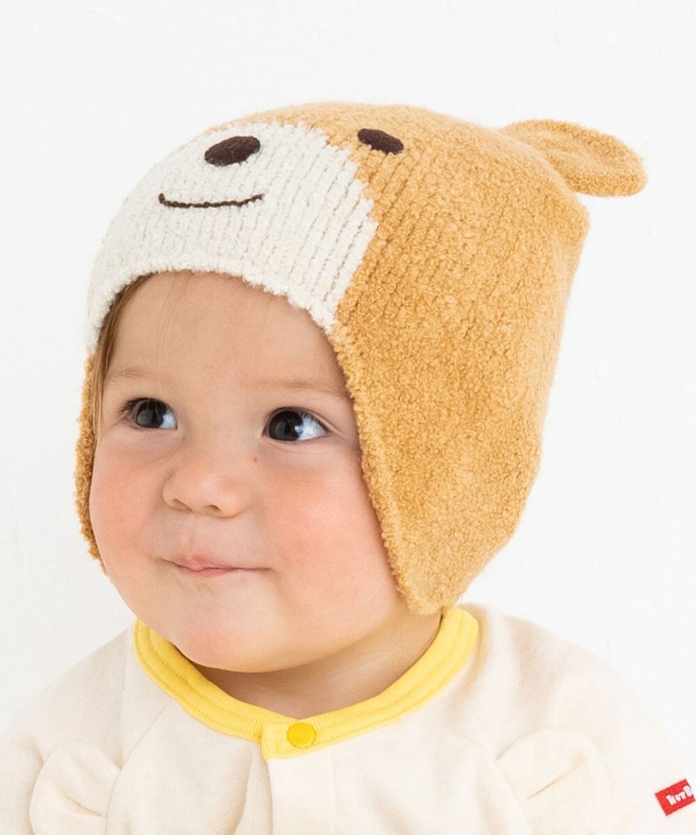 MIKI HOUSE HOT BISCUITS 【46-52cm】くまのお顔 マシュマロニットフード(帽子) 