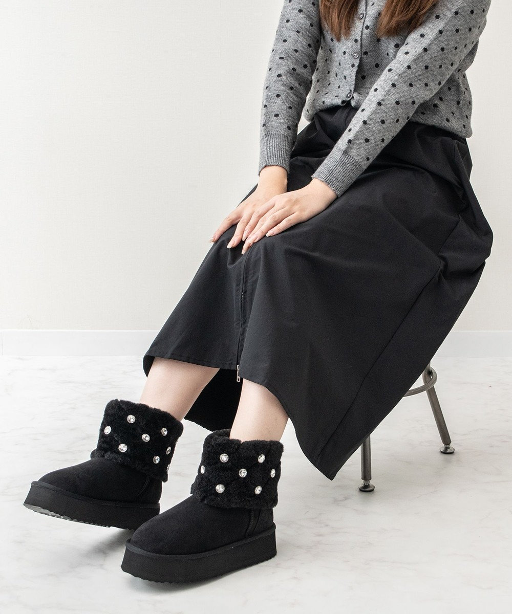 Bridget Birkin 【Bridget Birkin】キルティングビジュームートンブーツ 