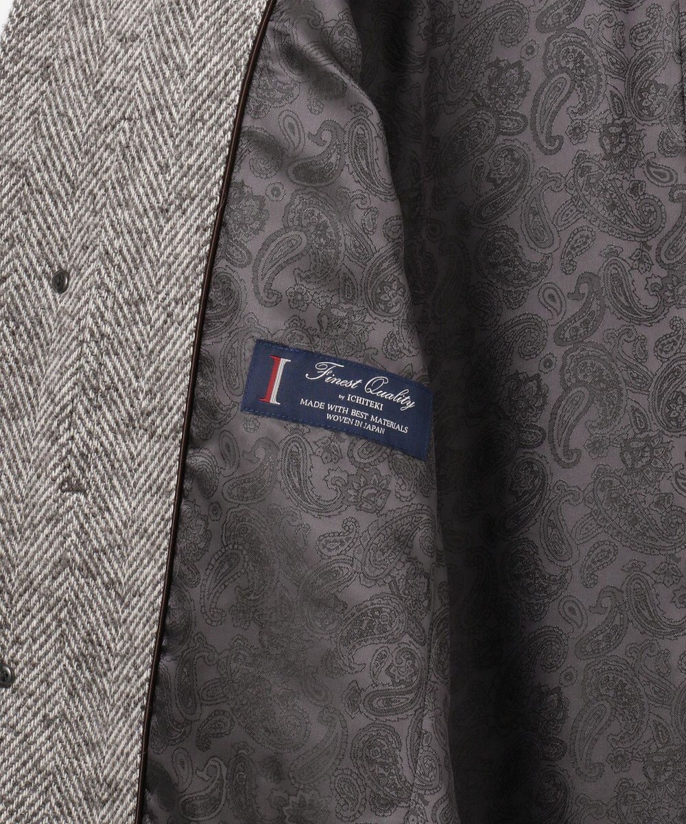 JOSEPH ABBOUD 【尾州産カシミヤブレンド素材/軽量】カシミヤブレンドアルパカヘリンボーン ステンカラーコート 