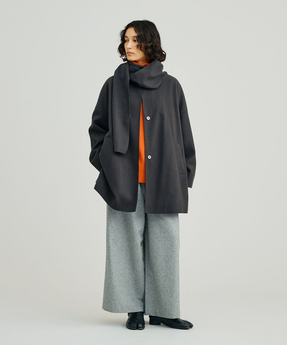 J.PRESS YORK STREET 【WOMEN】NEEDLE JERSEY マフラー付コート 