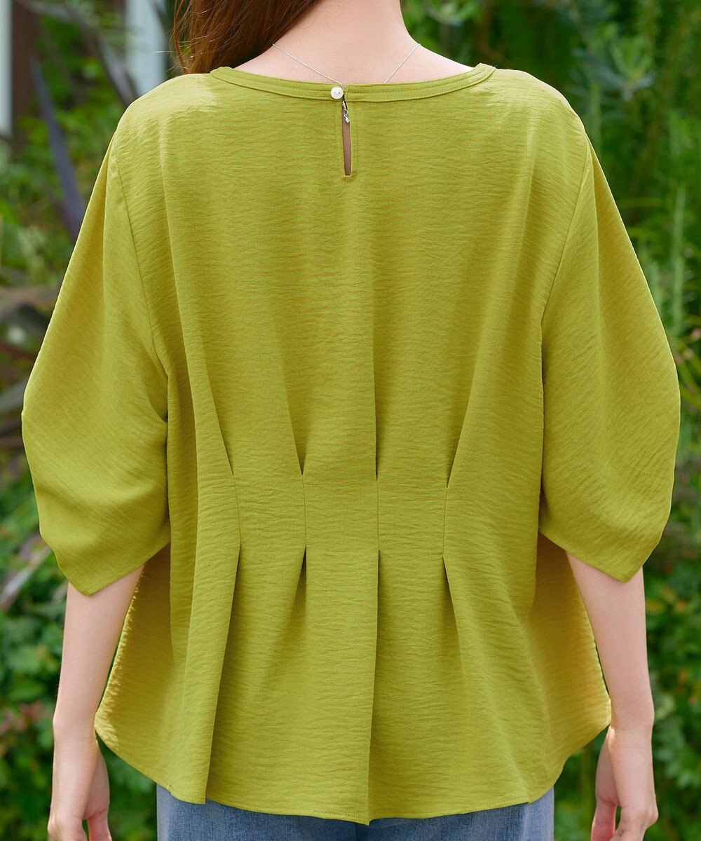 Tiaclasse 【洗える】麻調タックブラウス 