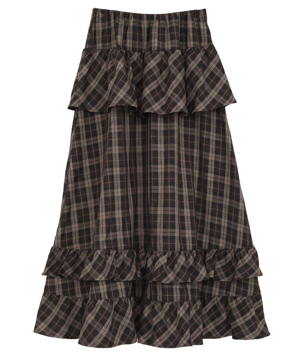 Green Parks ■ＥＳＣＡＲ　チェックペプラムフレアスカート 