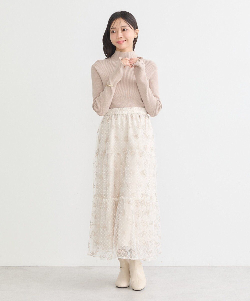 earth music&ecology 袖口刺繍リブニットプルオーバー 