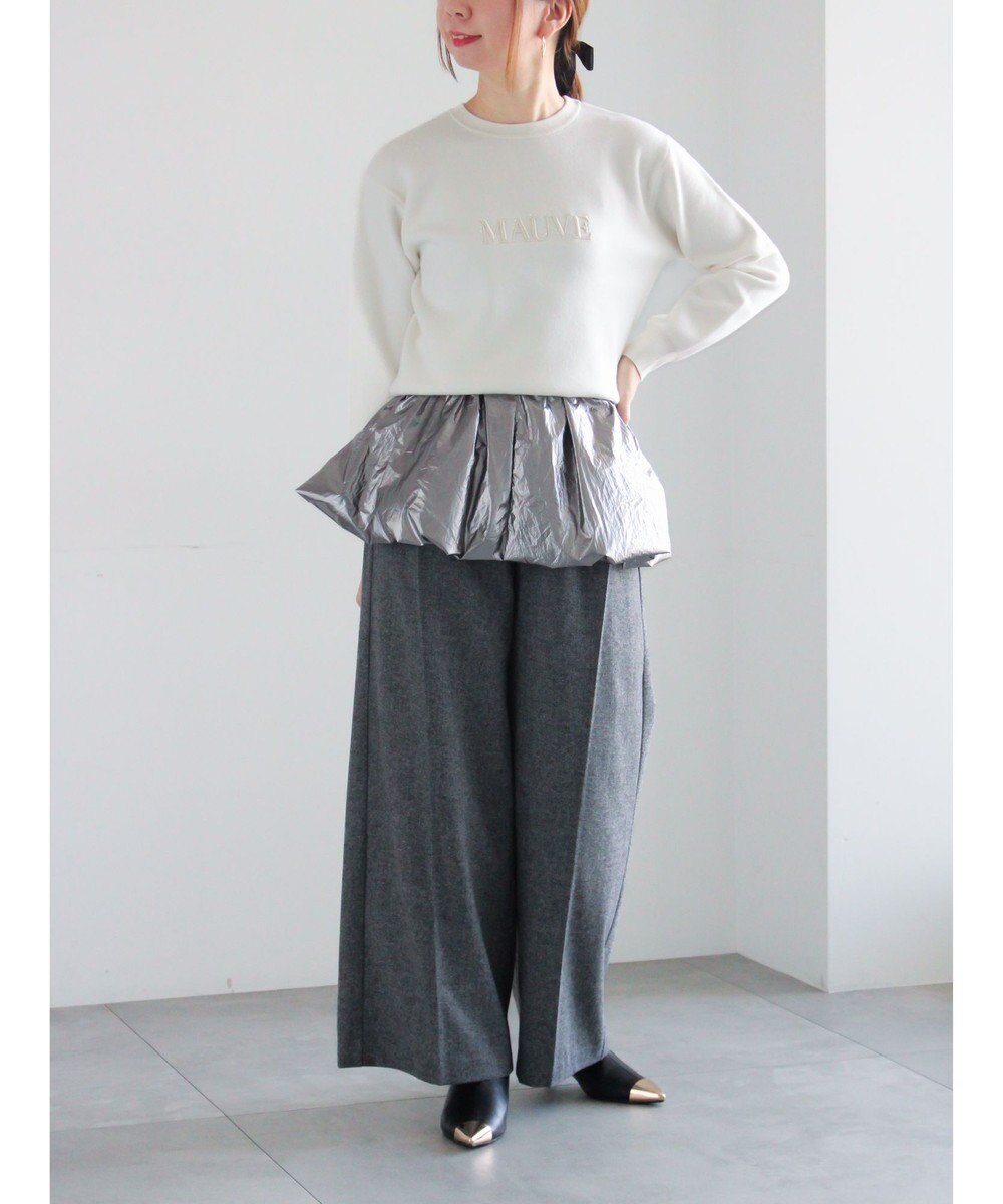 Te chichi パール&ウレタン刺繍ロゴニット 