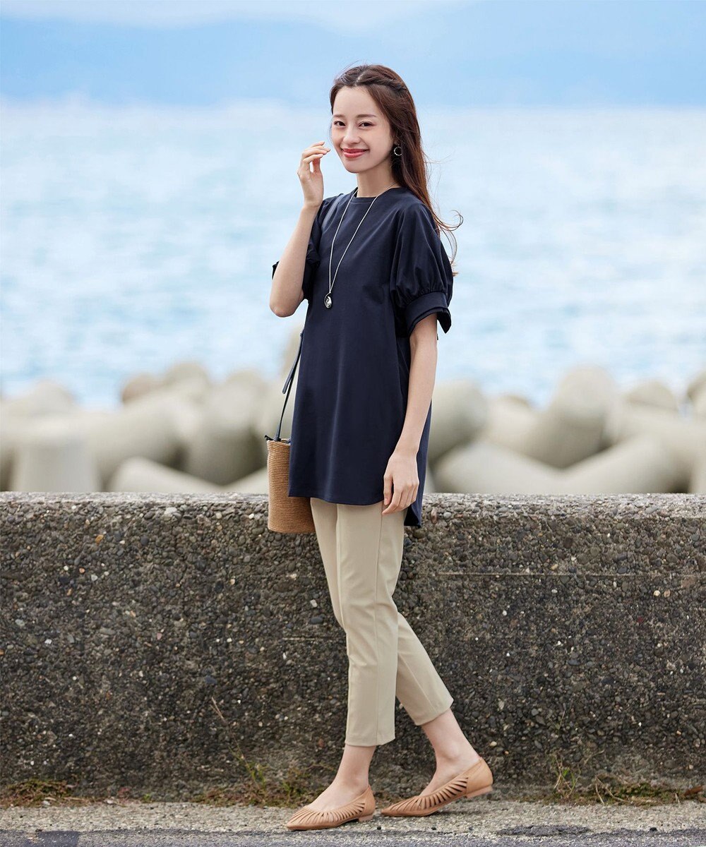 Tiaclasse 【UVケア・接触冷感】“あまラク” ボリュームパフスリーブカットソーチュニック 