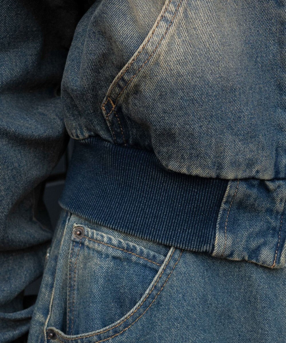 WEGO ファーフードデニムショートブルゾン 