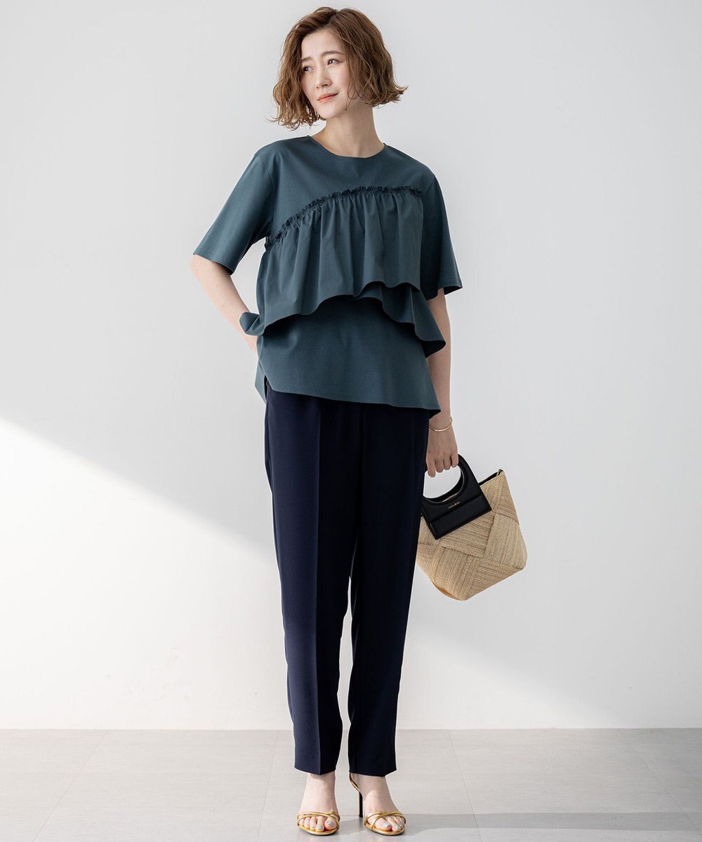 23区 【Oggi7月号掲載/吸水速乾/接触冷感/UVカット】ストレッチジョーゼット テーパード パンツ 