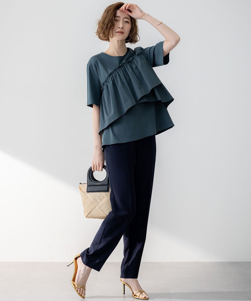 23区 【Oggi7月号掲載/吸水速乾/接触冷感/UVカット】ストレッチジョーゼット テーパード パンツ 