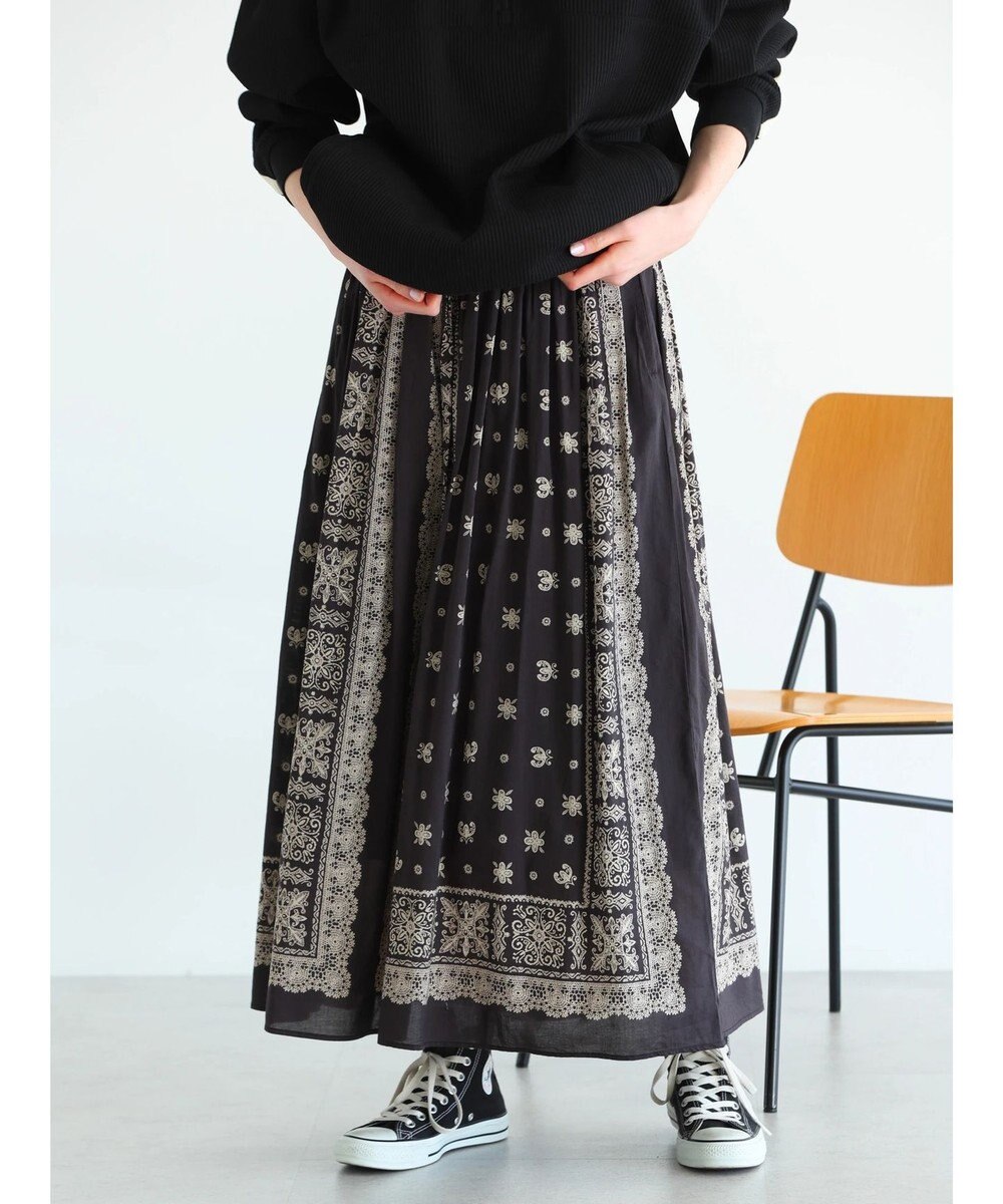 CRAFT STANDARD BOUTIQUE パネル柄マキシギャザースカート 