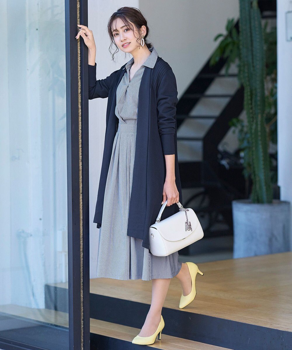 Tiaclasse L 【洗える】小顔効果も期待できるスキッパーシャツワンピース 