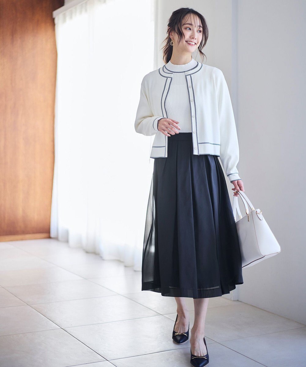 ANY SIS 【アンサンブル対応】バイカラーニット カーディガン 