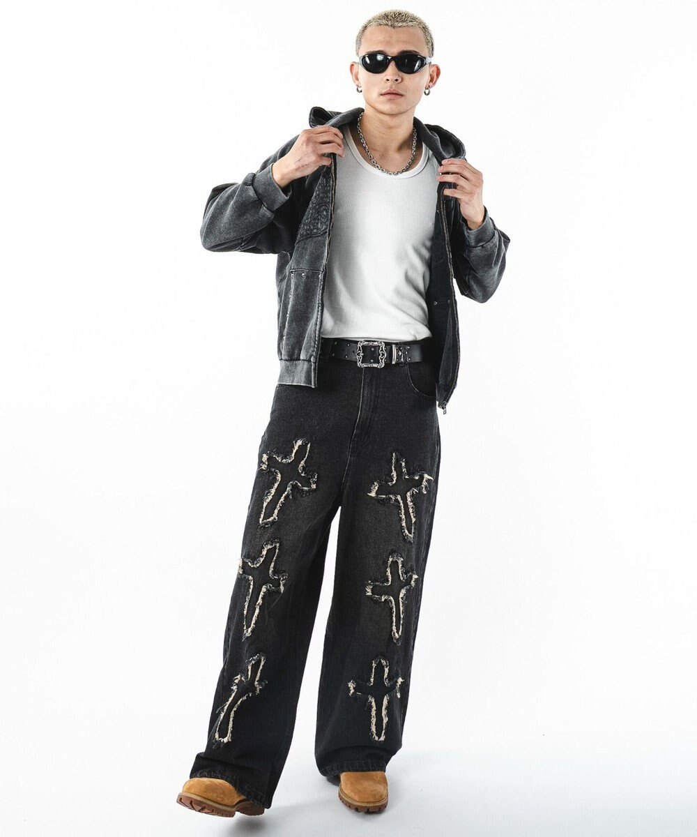 WEGO 【ユニセックス着用ITEM】フリンジデニムパンツ 