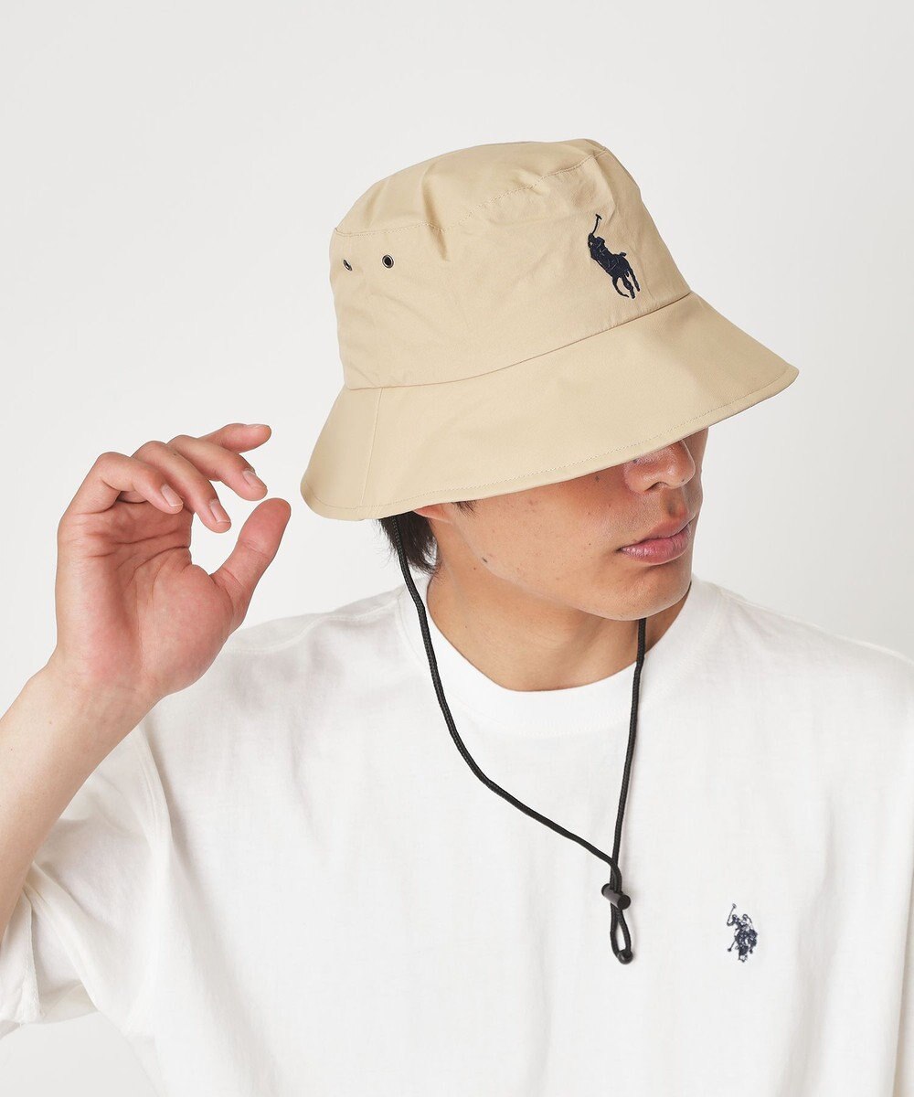 MOONBAT 【WEB限定/遮光/撥水】POLO RALPH LAUREN 晴雨兼用 バケットハット ／つば遮光生地 レインハット あご紐 