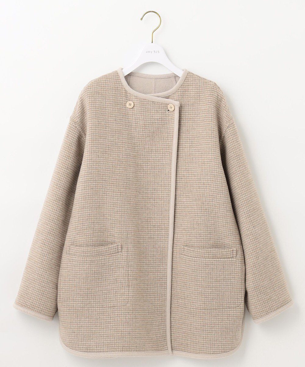 ANY SIS トリミングウールリバー コート 