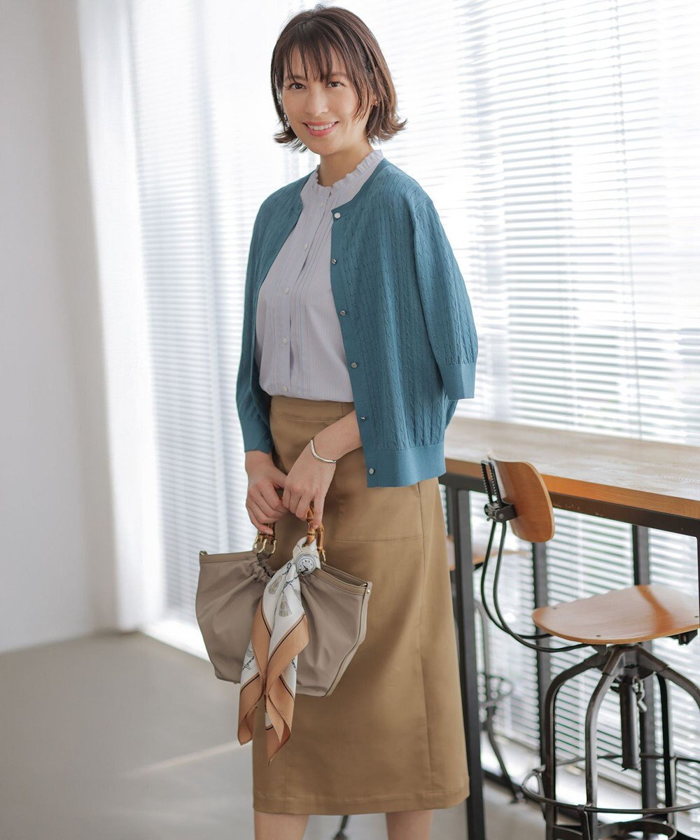J.PRESS LADIES S 【アンサンブル着用可】Vis/Peスパーク クルーネック カーディガン 