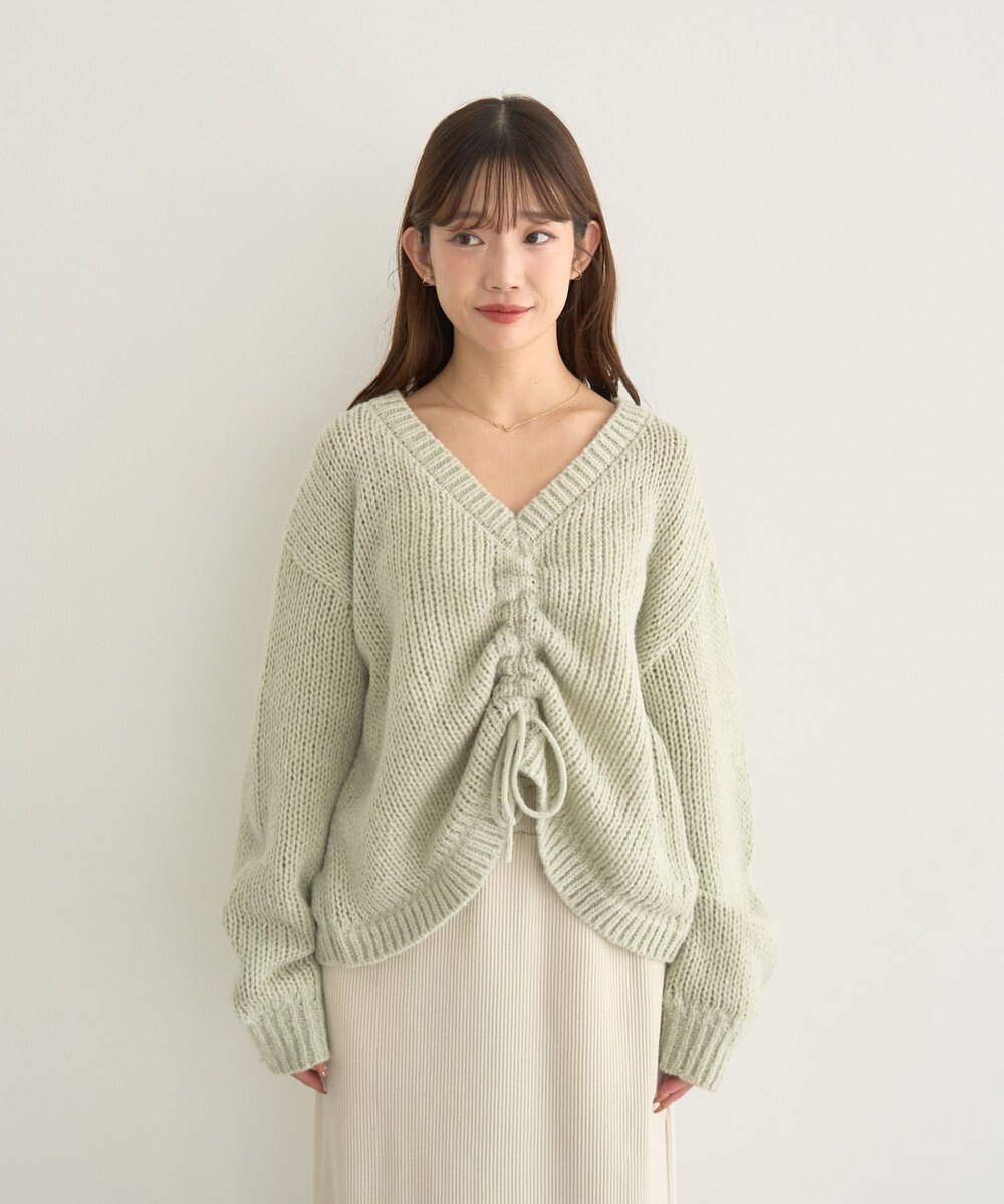 earth music&ecology フロントシャーリングニットプルオーバー 