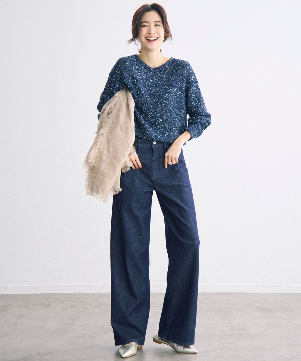 自由区 L 【1枚で華やぐ】ラメノットスパングル ニット 