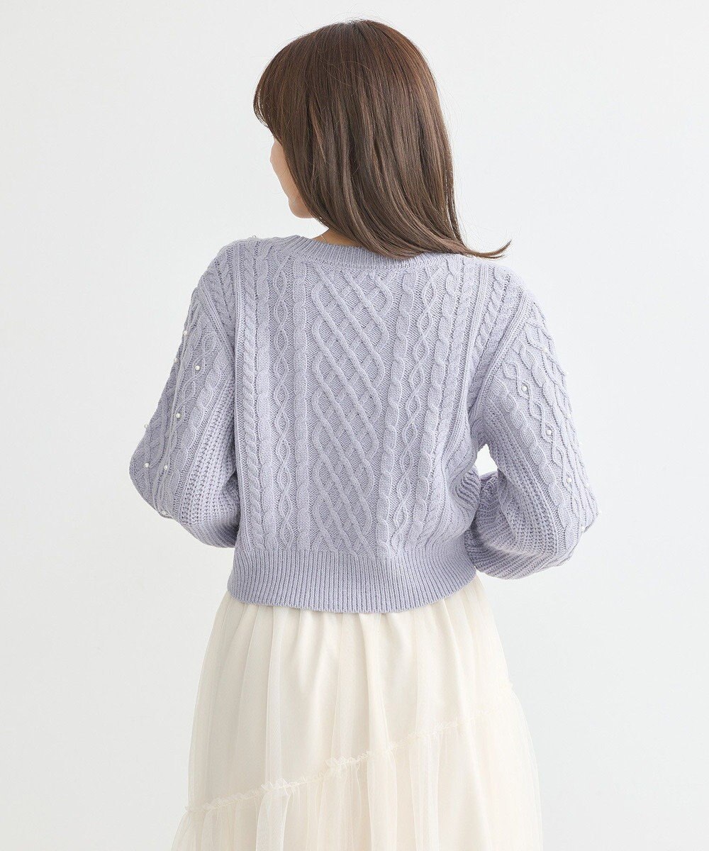 earth music&ecology パール＆ケーブルニットプルオーバー 