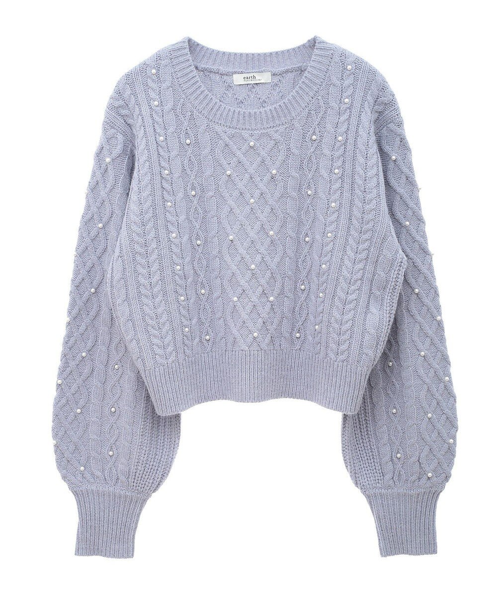 earth music&ecology パール＆ケーブルニットプルオーバー 
