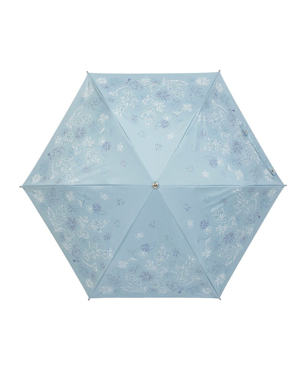 MOONBAT 【遮光率100％/遮熱/UV】LANVIN en Bleu (ランバン オン ブルー)晴雨兼用日傘 ドローイング フラワー 花柄 折りたたみ傘 簡単開閉 